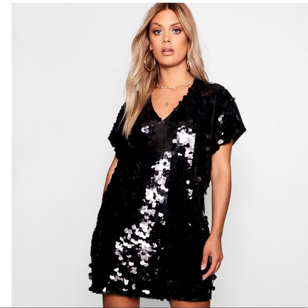 Brand new Black sequin disk shift party dress!